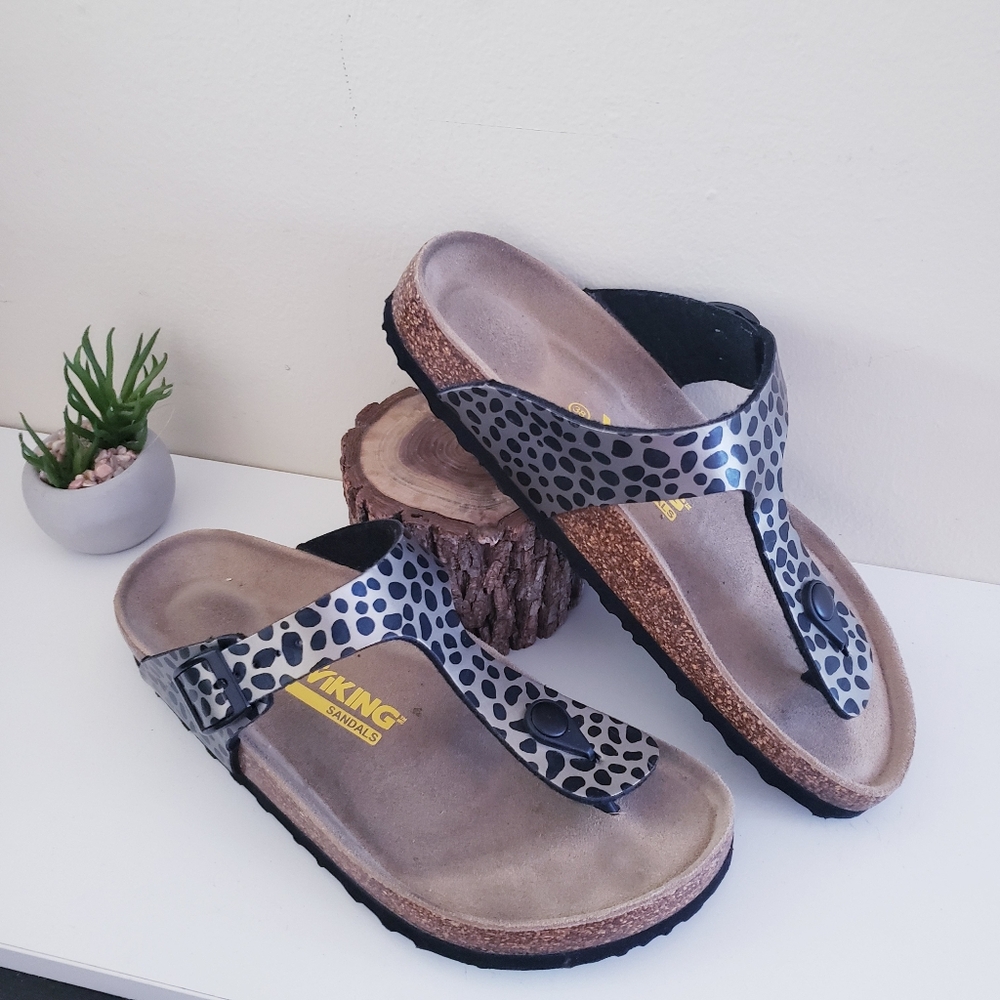 VIKING Viking Thong Sandals - Leipard Print Size 38 ( 7 - 7.5)